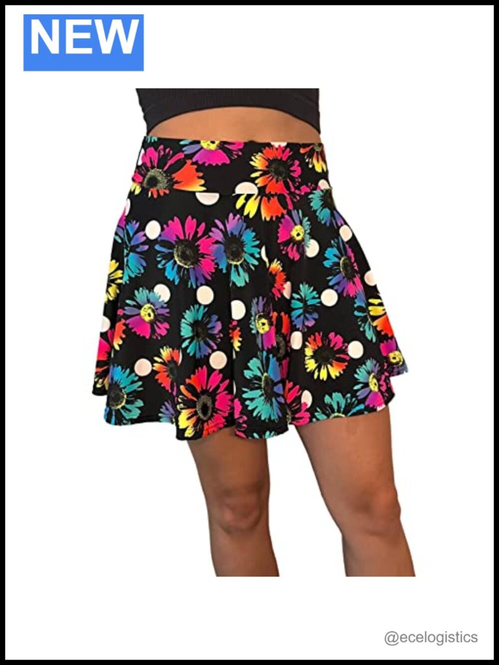 Full Circle High Waisted Skater Skirt 15.5" Mini Festival Rave USA